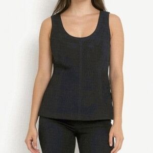 Etcetera Top Black 100% Genuine Suede Sleeveless Scoop Neck Size 2